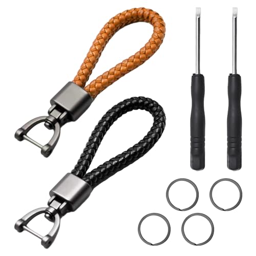 COACOM 2 llaveros de cuero con 1 destornillador, 4 hebillas redondas para...