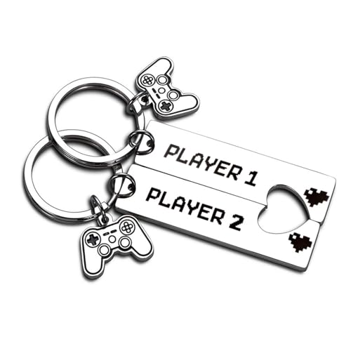 SHENRUZENG 2 llaveros para pareja, Player1 Player2, parejas, llaveros, pareja,...