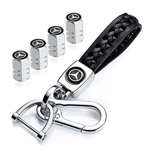 Llavero para Mercedes Benz con tapas de válvula, llavero de piel y tapas de...