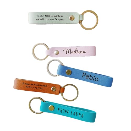 MONAMI - Llavero personalizado de piel, varios diseños y colores a elegir....