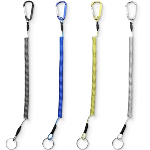 JEYORZY 4 Piezas Llaveros en Espiral, Llavero Espiral Elastico, Mosqueton...