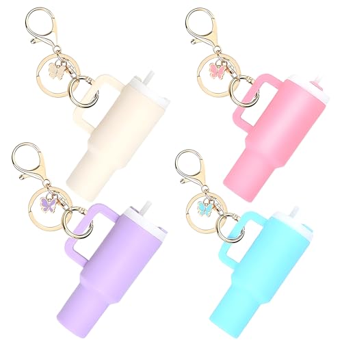 Yistoi 4 Piezas Mini Cup Bag Charm, Stanley Cup Llavero Mini, Bonito Llavero,...