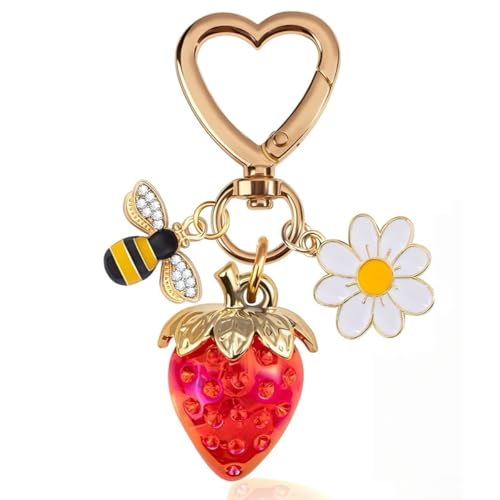 GONZTEL 1 Pcs Llavero Mujer con Diseño de Fresa, Adornos para Bolsos, Llavero...