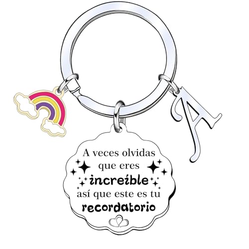 YUANSI Regalo Llavero inspirador, Llavero colgante de plata A-Z 26 letras...