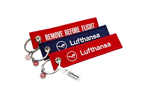 REMOVE BEFORE FLIGHT Lufthansa - Llavero (3 unidades), rojo, 13 cm