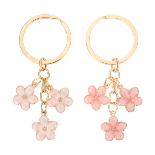 Ouligay 2 llaveros con diseño de flor dorada aesthetic, bonitos accesorios de...