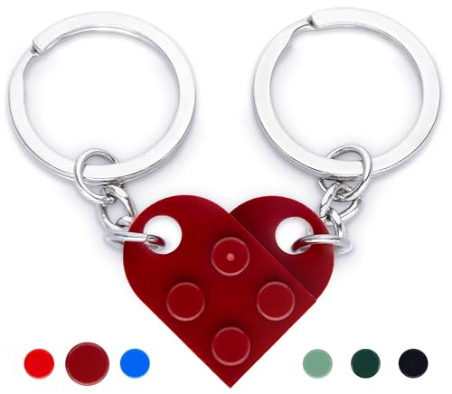 NumeroPhi - Llaveros Pareja Corazon, Matching Brick Keychain, Llaveros Novios,...