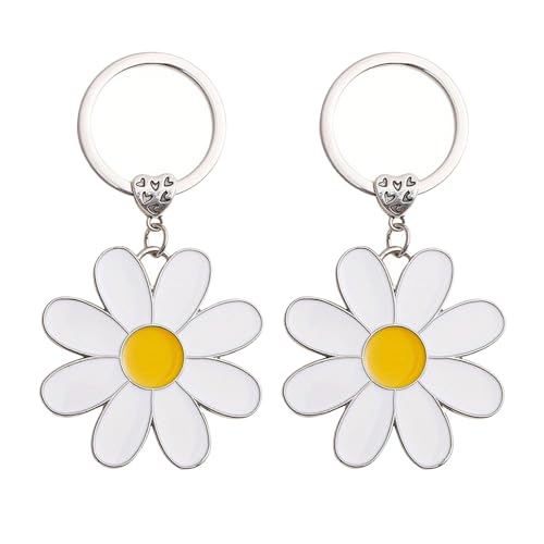 NYGGTYK 2 Llaveros de Flores Blancas para Mujer, Colgantes, Bonitos, para Bolso,...