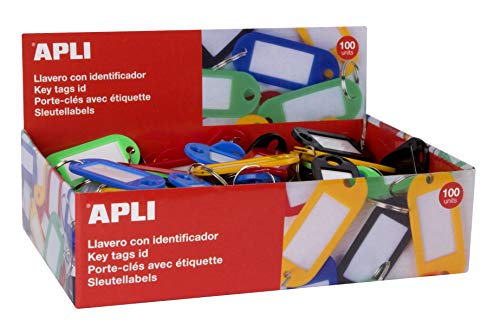 Llavero portaetiquetas apli color surtidos caja de 100 unidades