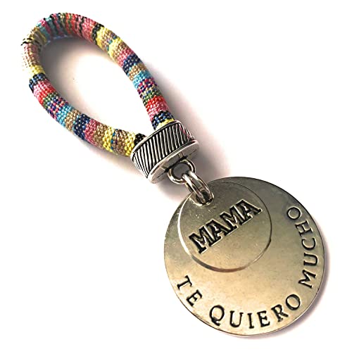 Llavero personalizado para mamá. Llavero mujer multicolor y abalorios de zamak...