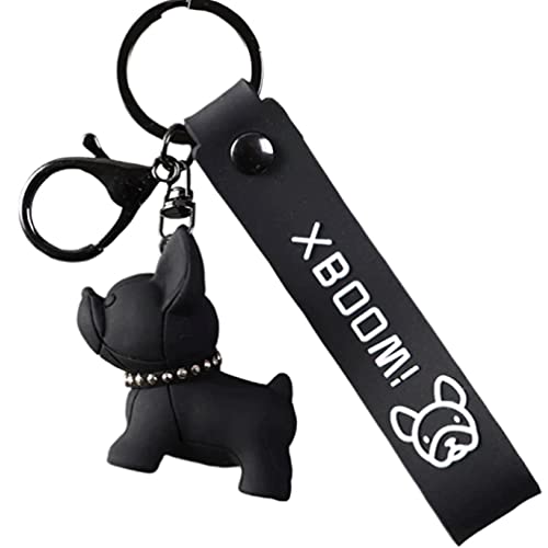 Llavero De Bulldog Francés Macho En Negro – Dije De Acrílico Con Cremallera, Regalo Perfecto