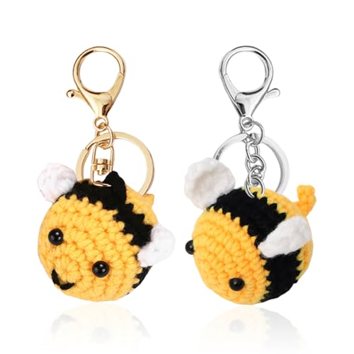 2Pcs Llaveros De Abeja De Felpa, Llaveros De Abeja De Ganchillo, Llaveros con...