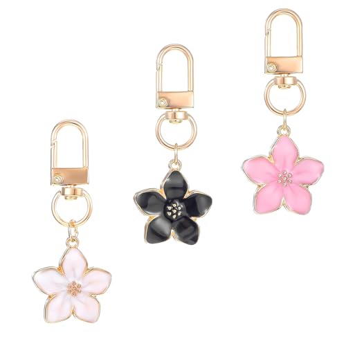 Nogeqi 3 llaveros de flores astéticos, lindos llaveros de flores, lindo llavero...