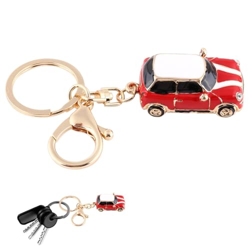KOZOY Mini llavero vintage rojo modelo coche colgante mini coche de juguete...