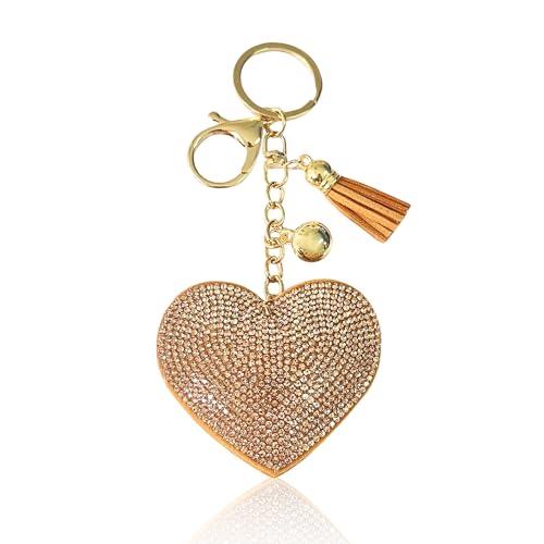 KRYMSON 1 llavero en forma de corazón con purpurina en forma de corazón,...