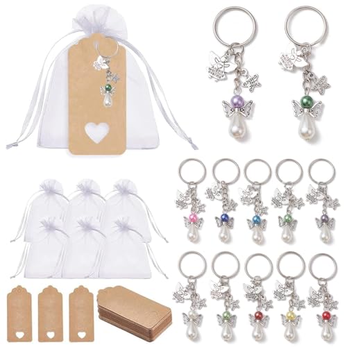 PYRUVAE 36 Juegos Llaveros de Ángel con Bolsas, Regalo de Organza y Etiquetas...