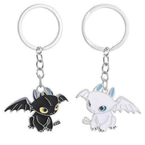 MUNSKT 2 llaveros de dragón volador, colgante de dibujos animados para amigos y...
