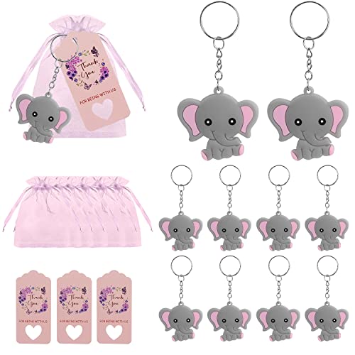 DBALL 20 Piezas Baby Shower Regalo Bautizo Elefante Llavero con Organza Bolsa...