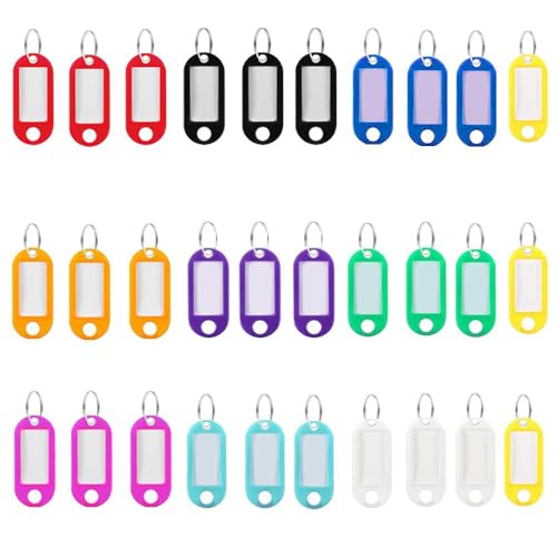 30 Llaveros de Plástico Coloridos para Escribir, Etiquetas para Llaves...