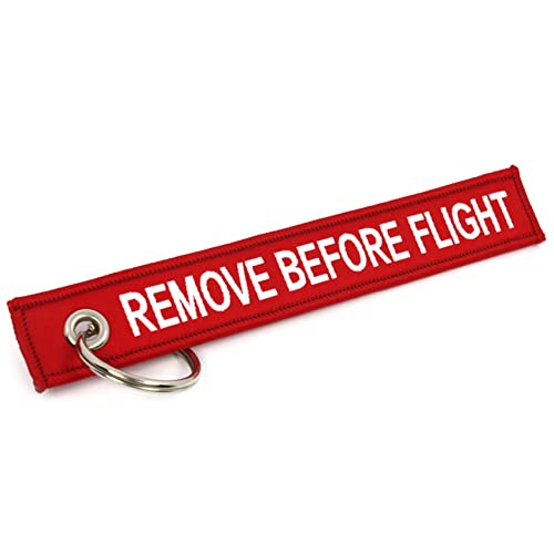 Remove before Flight Jet Tag Llavero de material sólido cosido (REMOVE BEFORE...