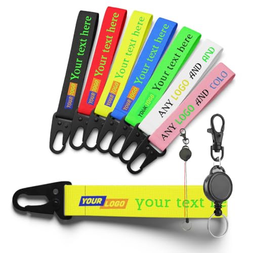Llavero de tela personalizable con logotipo y texto - 8 colores vivos,...