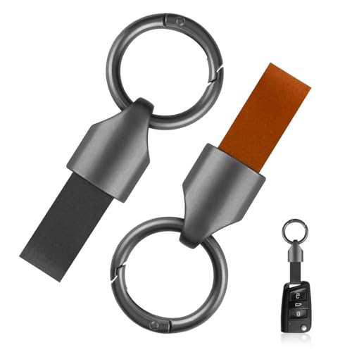 cxxtkcxxlc 2 llaveros de coche de piel, llavero con llavero, hebilla de...