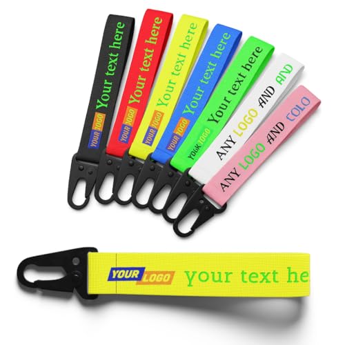 Llavero de tela personalizable con logotipo y texto - 8 colores vivos,...