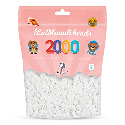 La Manuli Cuentas para Planchar Blanco 2000 piezas - Fuse Beads Midi 5mm - para...
