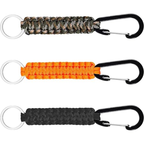 VIVIIHOO Paracord Keychain Set - 3 Piezas en Negro y Naranja y Camuflaje,...