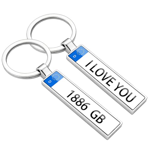 VEELU LIaveros Personalizados de Matrícula Coche con Nombre - Llavero...