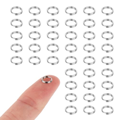 Aeaocvo 100 unidades de 8 mm llaveros pequeños de acero inoxidable, anillos de...
