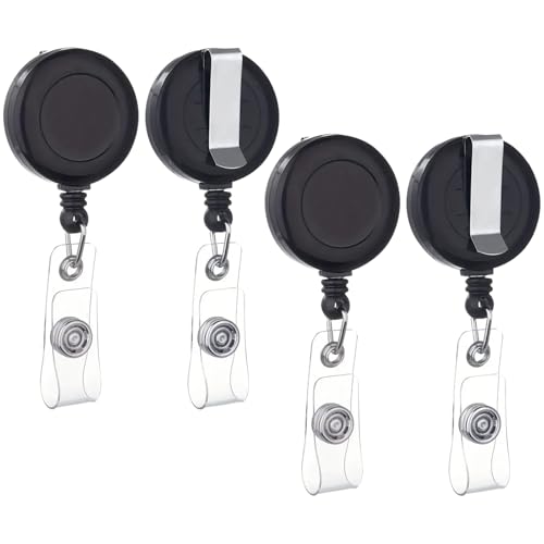 WOLMIK Carrete retráctil para tarjetas de identificación, 4 unidades, llaveros...
