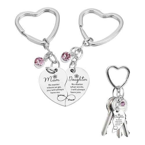 Llaveros a Juego Madre Hija Corazón,2 PCS Llaveros de Acero Inoxidable para...
