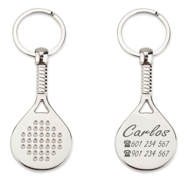 ibera gifts - Llavero Padel Personalizado en Forma de Raqueta, Acero Inoxidable,...