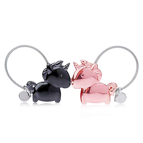 DOJoykey Lover Keyring 1 par de llaveros de unicornio con boca magnética,...