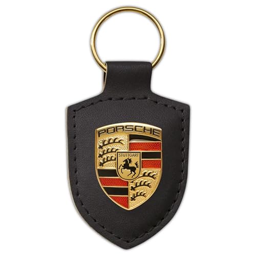Porsche Llavero original con el escudo de la marca, color negro