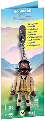 PLAYMOBIL-Firefighter Key Chain Llavero Bombero 70649, Multicolor, Talla única