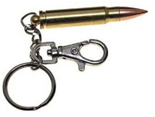 Llavero de bala, cartucho inerte, con mosquetón, latón, Cobre, de caza y...