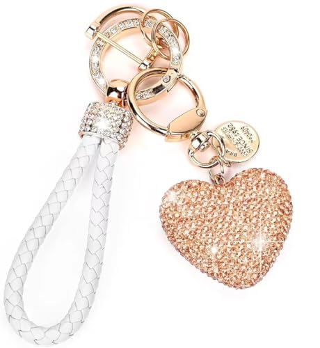 Bkemkri Llavero con Forma de Corazón con Diamantes de Imitación Brillantes...