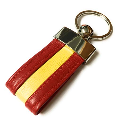 YOJAN PIEL | Llavero de PIEL de La Bandera de España (100% Artesano) | Para...