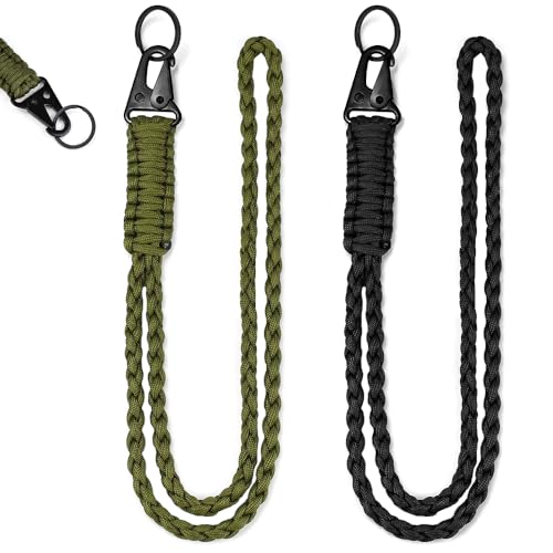 DIKEBAO 2 Pcs Llavero Cordon Cuello Lanyard Llaves Negro y Verde Porta Llaves de...