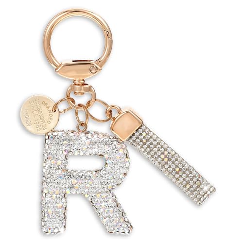 Llavero con inicial brillante con letras brillantes, llavero con dije de...