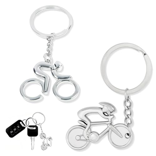 AFCJLTO 2pcs Llavero Bicicleta,Llavero ciclista metálico, Llavero de bicileta...