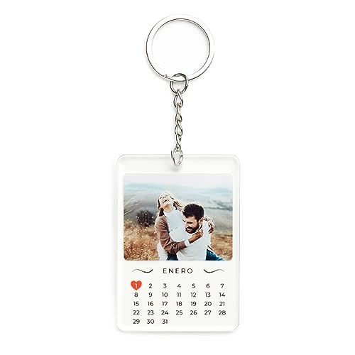 Transparent Gift Llavero Personalizado con Foto y Fecha Calendario. Regalos...