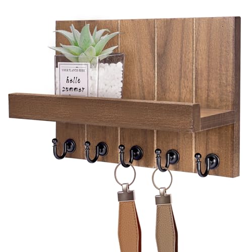 Kldgris Colgador llaves, Portallaves de Madera, Organizador llaves con 5 Ganchos...