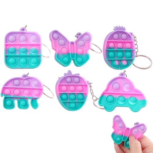 BQRKOTM 6 Pcs Fidget Toy, Juguete Sensorial Llavero, Pop Bubble Fidget, Silicona...