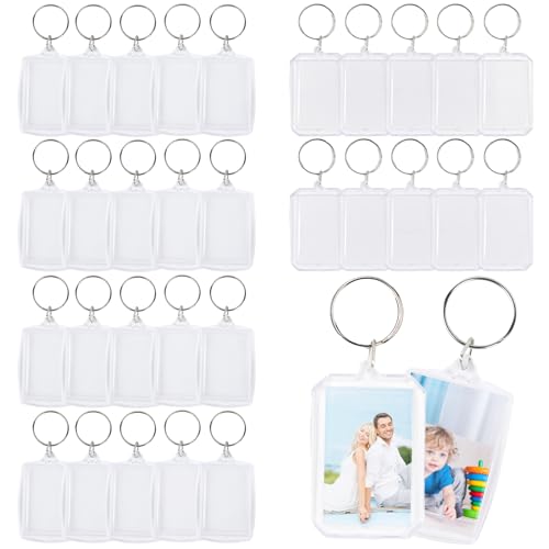RAFIYU 30 Piezas Llaveros Acrilicos Transparentes, Llaveros Foto en Blanco,...