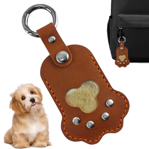 Colgante de pelo de mascota – Llavero de piel sintética con gancho colgante,...