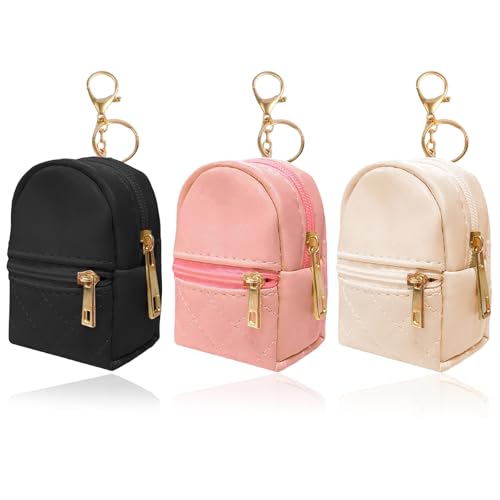 NATOSU Mini mochila de 3 piezas con llavero, bonita bolsa de cosméticos de piel...