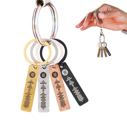 kiki fancy Llavero musical personalizado, 4 llaveros de metal con código de...